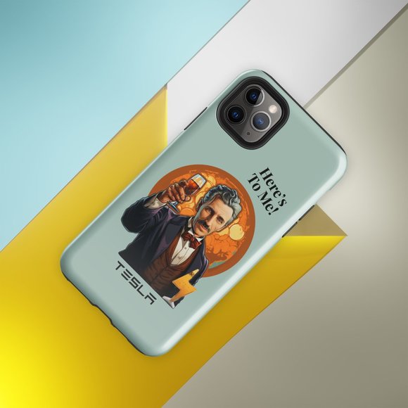 Graphic Nikola Tesla "Here's To Me" iPhone 11 thru iPhone 15 Pro Max -Cover - Picture 7 of 9